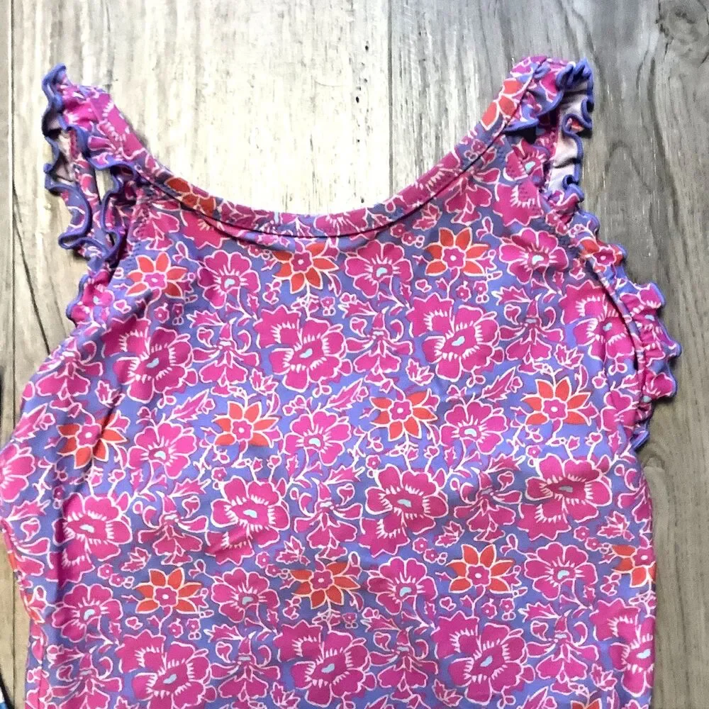 Crew Cuts Swimsuits Size 12 Ruffle Tank Floral SZ Blockprints x J. Crew Bottoms